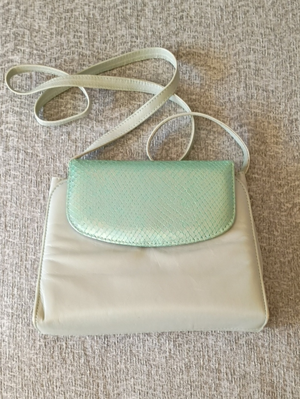 Mint & Cream Two-Tone Flap Crossbody Bag - Brand Unknown